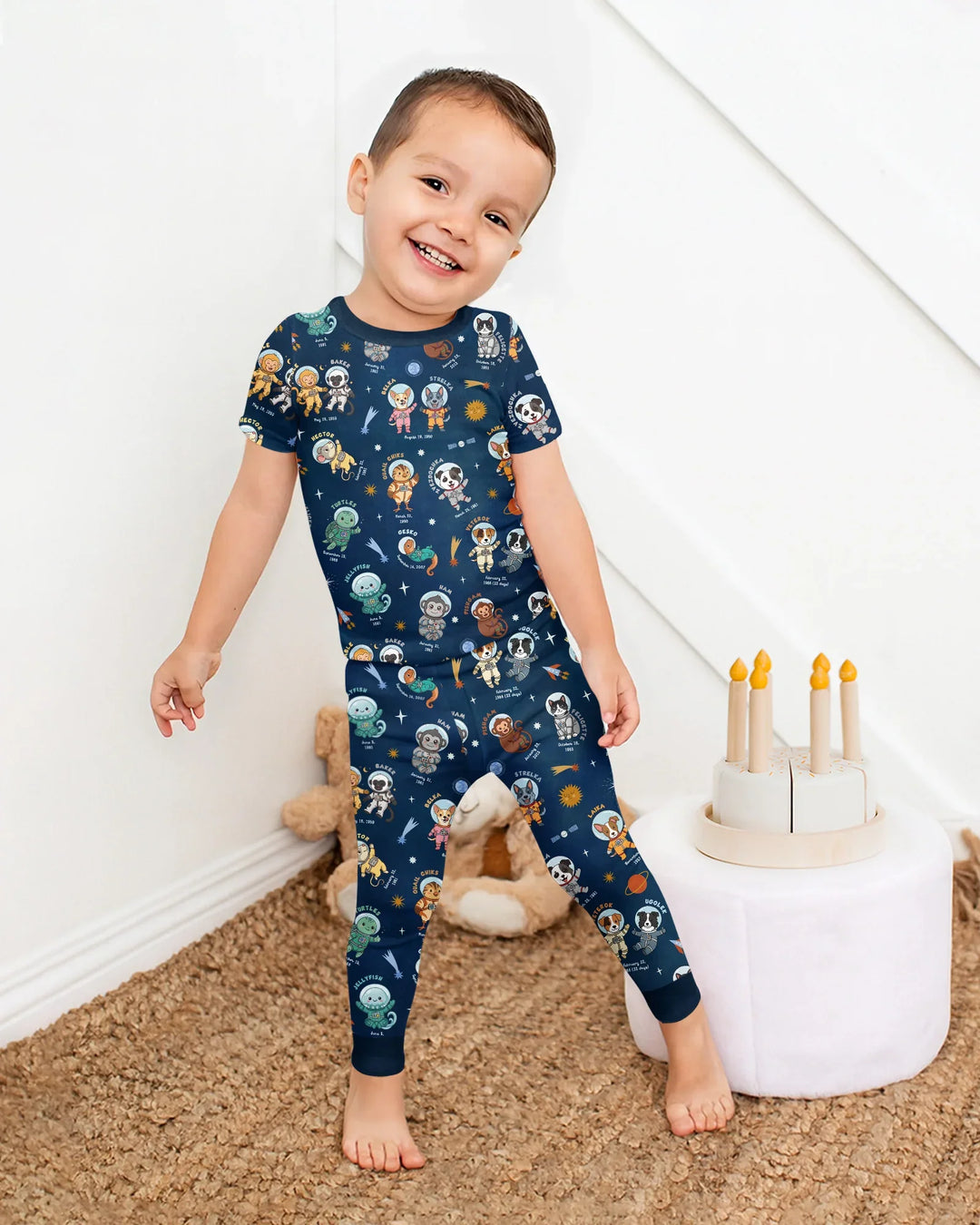 Animal Astronauts Bamboo Two Piece Short Sleeve Pajama Set