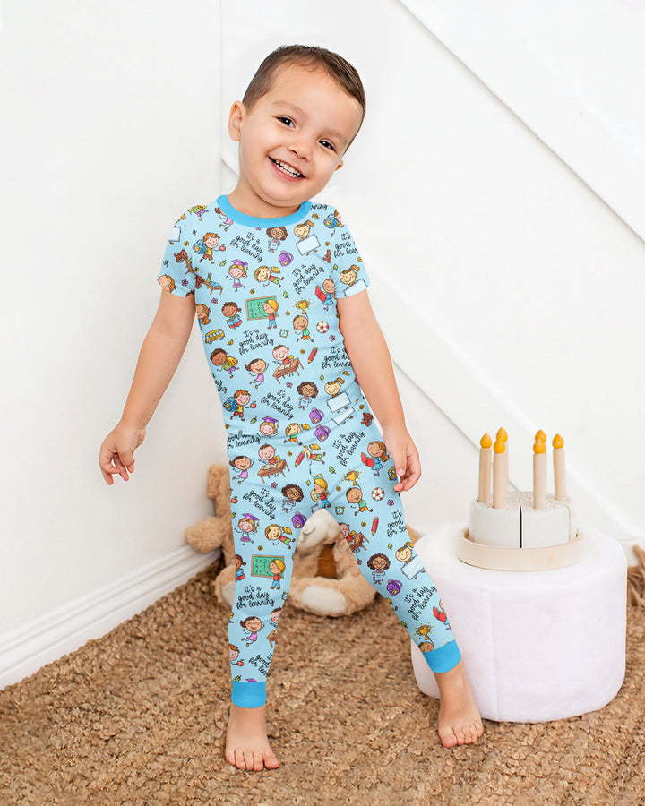 Little Learners Adventure Bamboo Two Piece Short Sleeve Pajama Set