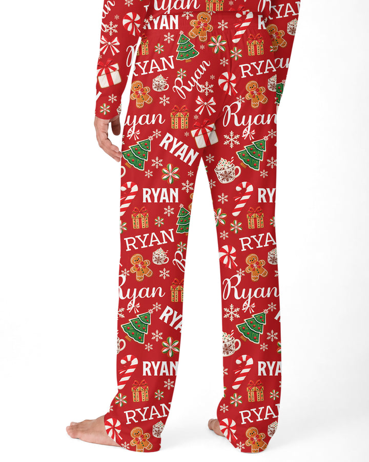 Merry Christmas Custom Name Bamboo Men's Pajama Set