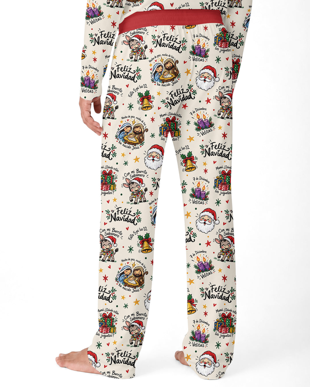 Whimsical Feliz Navidad Christmas Bamboo Men's Pajama Set