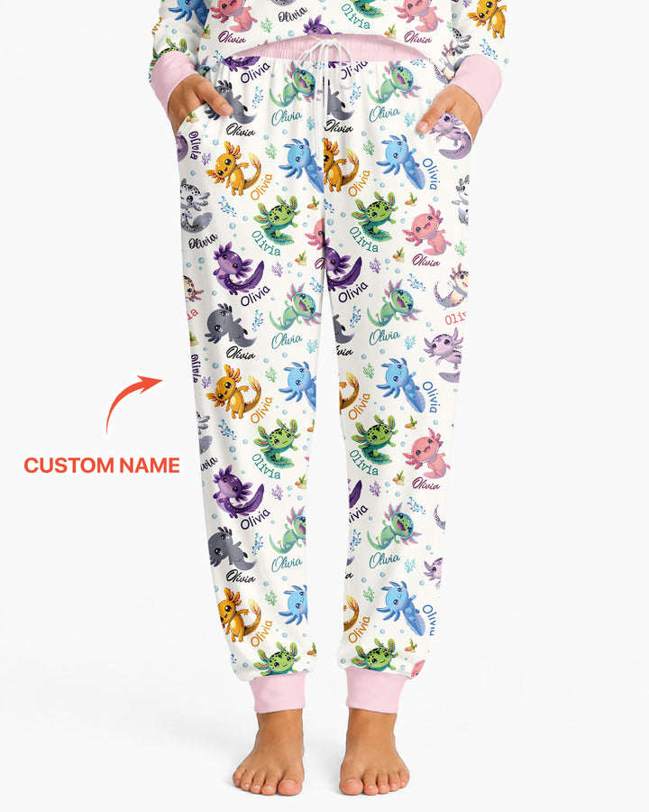 I Love You Axolotl Custom Name Bamboo Women Pajama Set