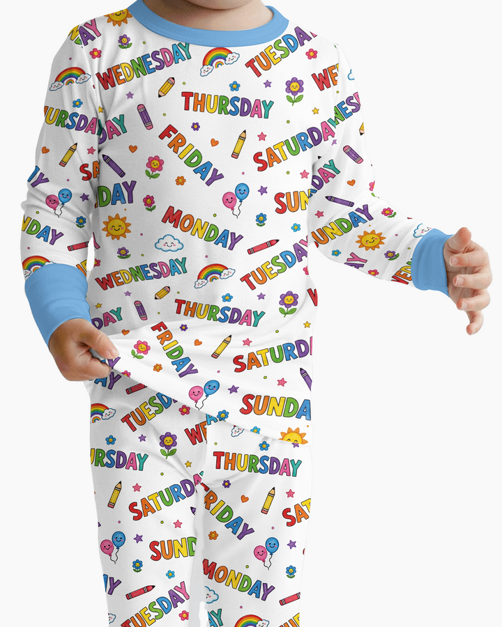 Days of the Week Bamboo Two Piece Long Sleeve Pajama Set
