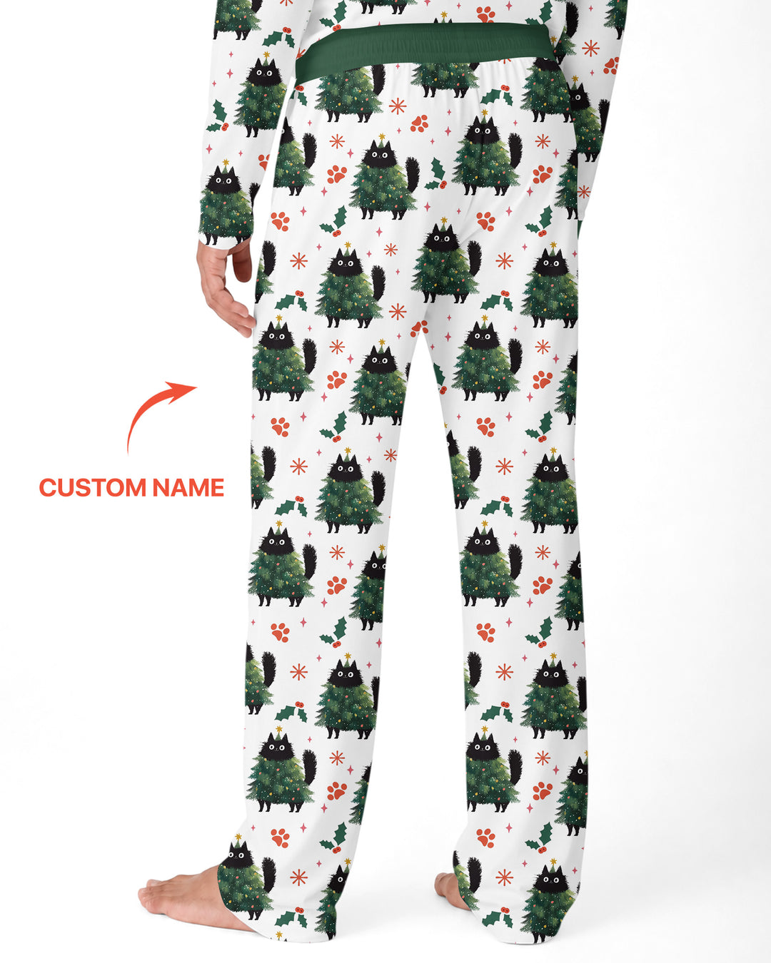 Custom Name Black Cat Christmas Bamboo Men's Pajama Set