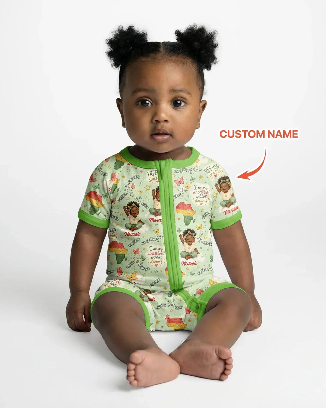 Custom Name Juneteenth I Am My Ancestors' Wildest Dream Bamboo Shorty Zippy