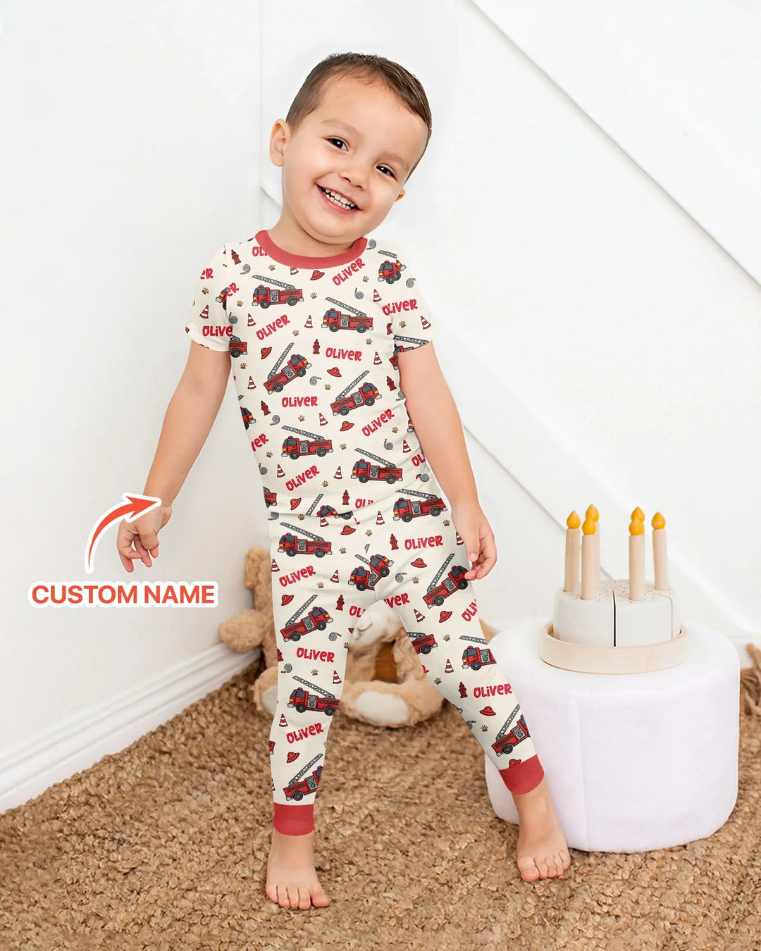 Custom Name Future Firefighters Bamboo Two Piece Short Sleeve Pajama Set