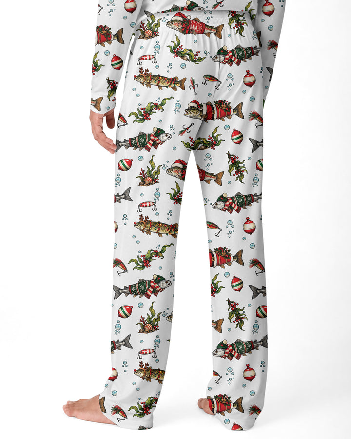 Christmas Trout Fishing Bamboo Men's Pajama Set