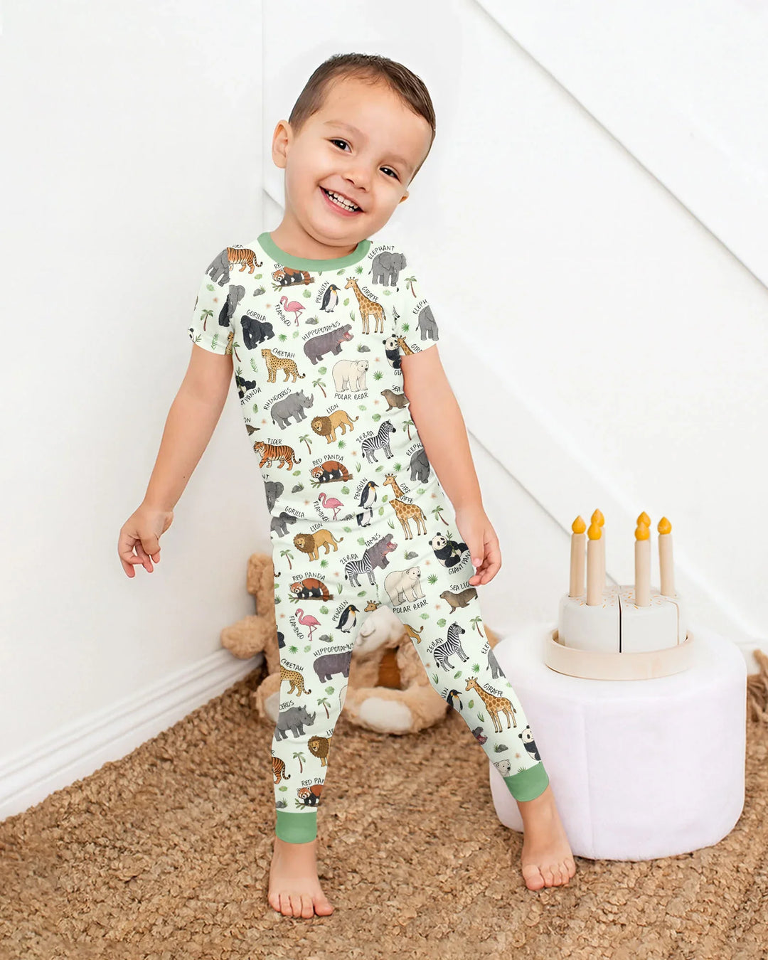 Safari Animals Bamboo Two Piece Short Sleeve Pajama Set