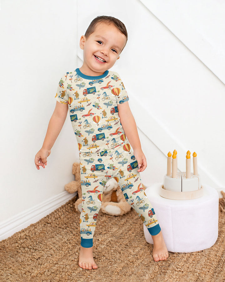Monsters on the Move Bamboo Two Piece Short Sleeve Pajama Set