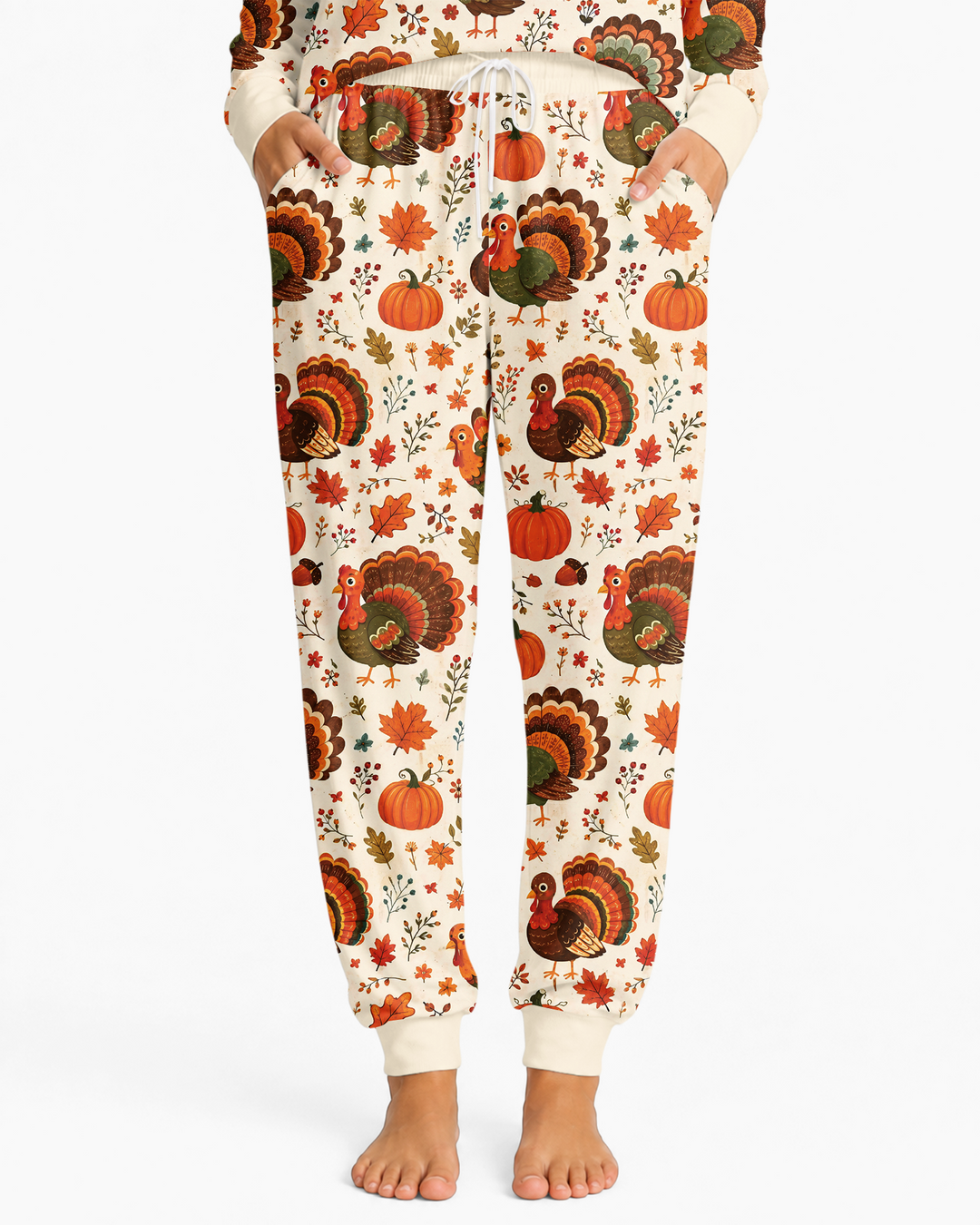 Turkey Autumn Pumpkin Bamboo Women Pajama Set