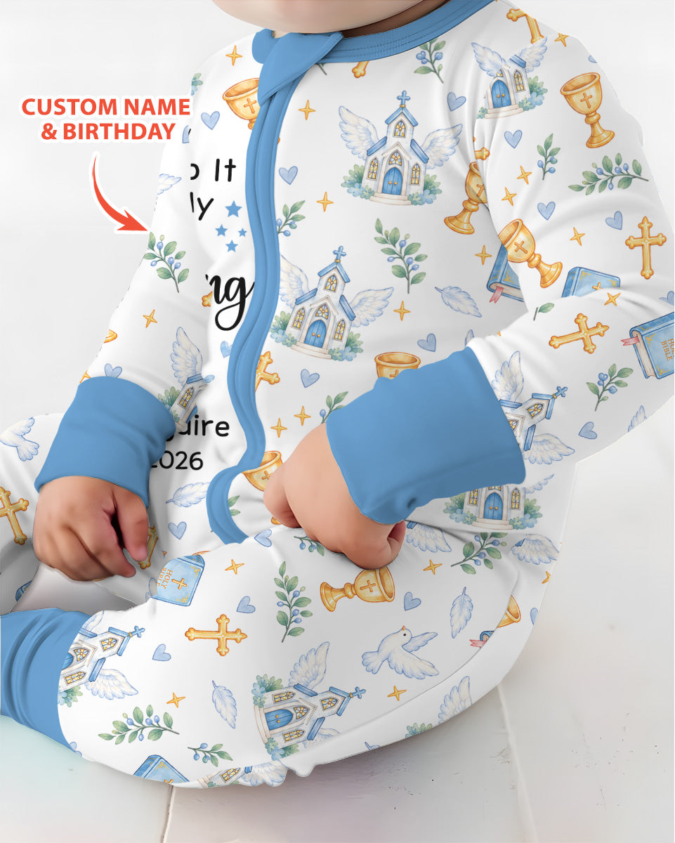 Personalized When I Wake Up It Will Be My Christening Day Bamboo Convertible Zippy