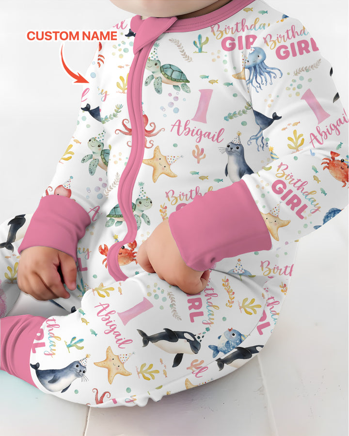 Birthday Under The Sea Custom Name & Age Bamboo Convertible Zippy