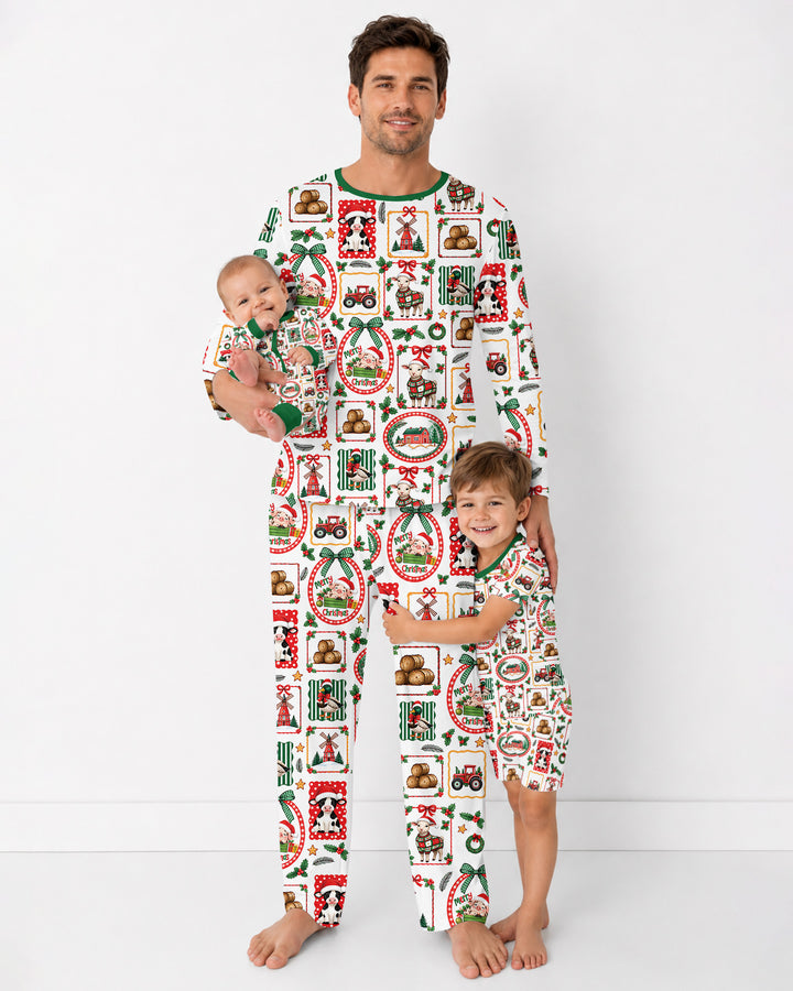 Christmas Farm Animals Bamboo Men's Pajama Set