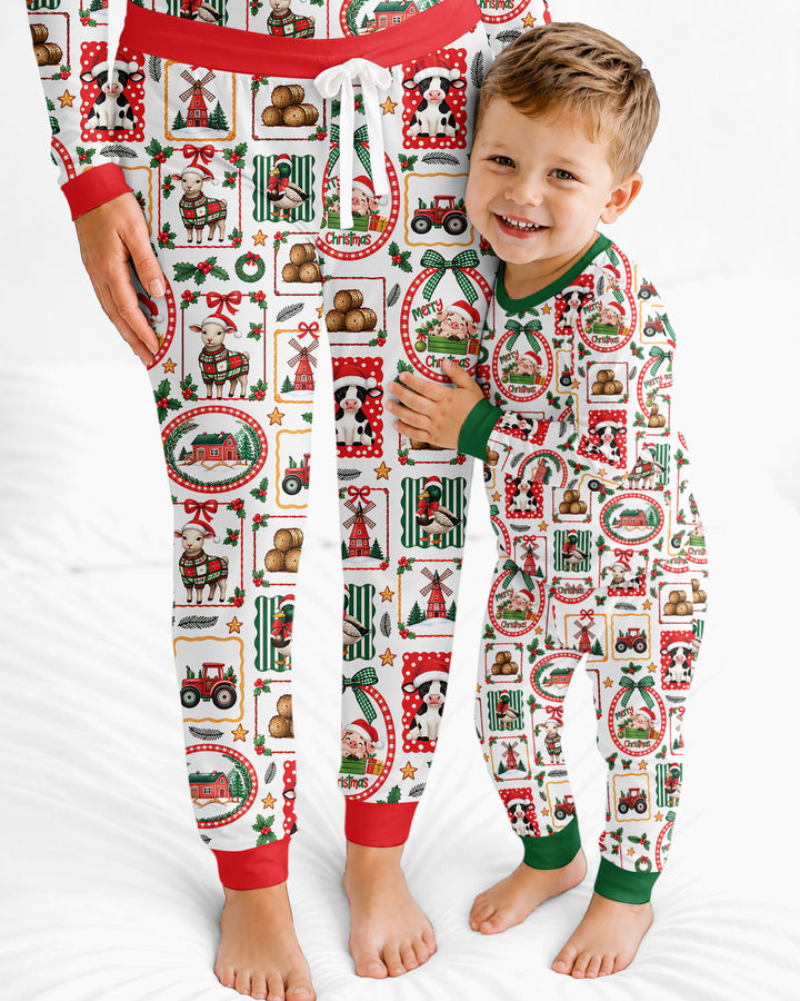 Christmas Farm Animals Bamboo Women Pajama Set