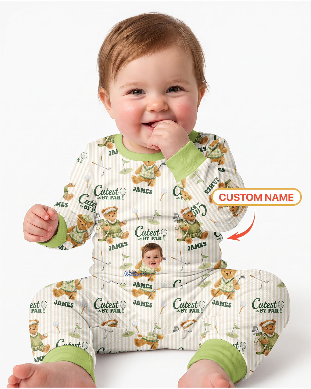 Cutest By Par Custom Name Bamboo Two Piece Long Sleeve Pajama Set