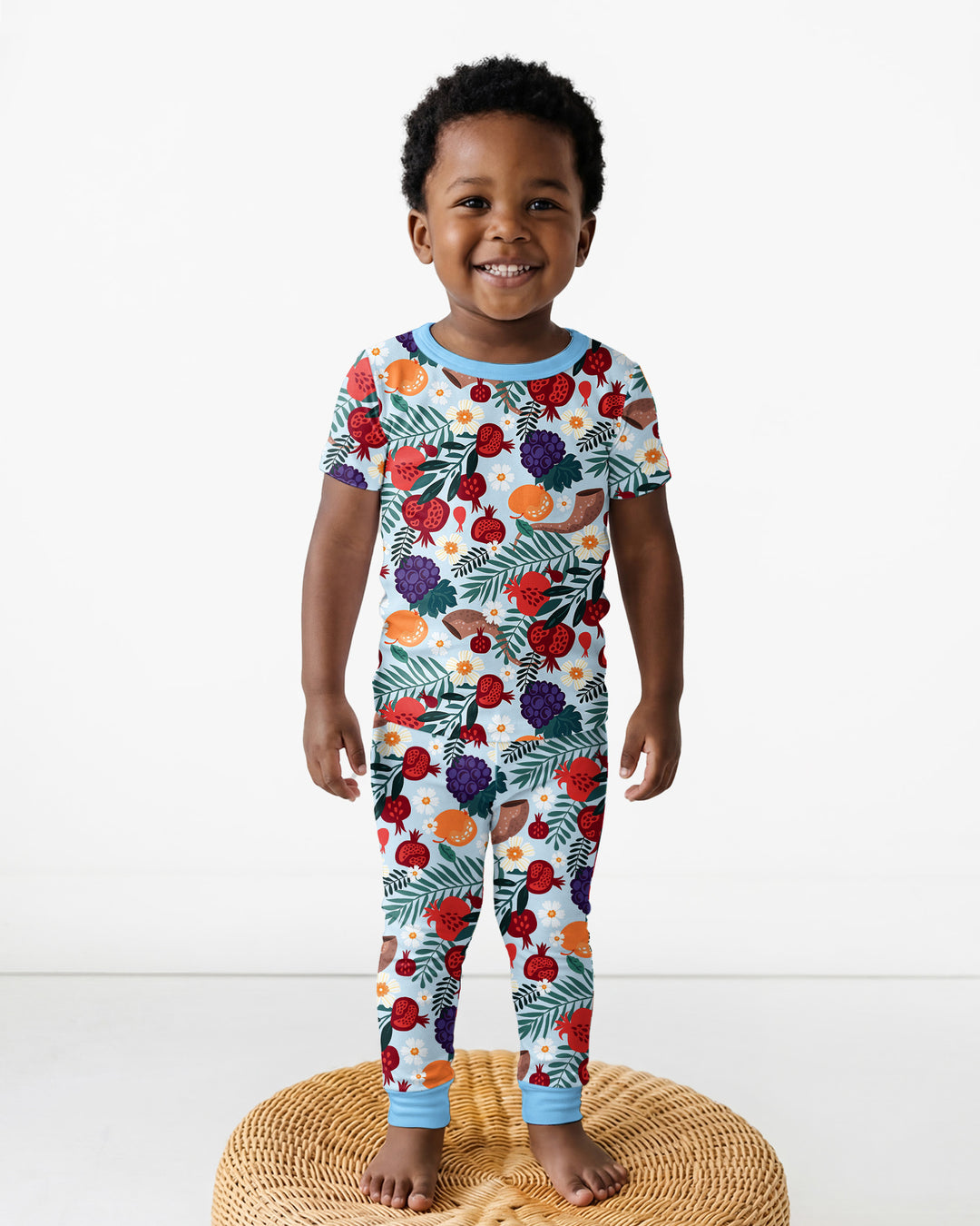 Pomegranate Blessings Night Family Matching Bamboo Two Piece Short Sleeve Pajama Set