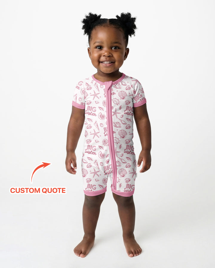 Coquette Seashell Matching Sibling Bamboo Shorty Zippy