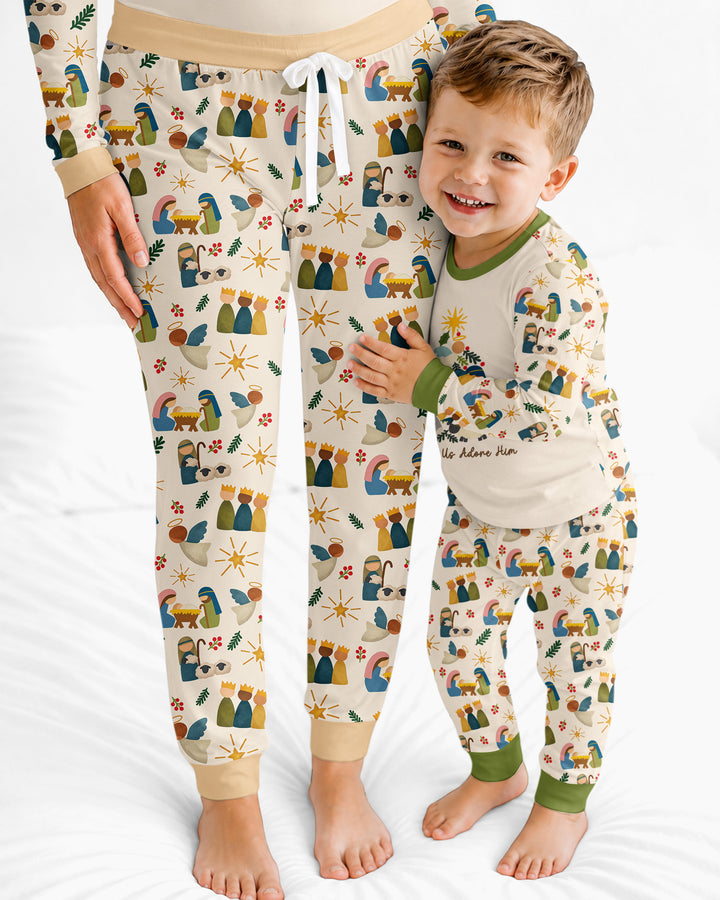 Oh Come, Let Us Adore Him Family Matching Bamboo Women Pajama Set