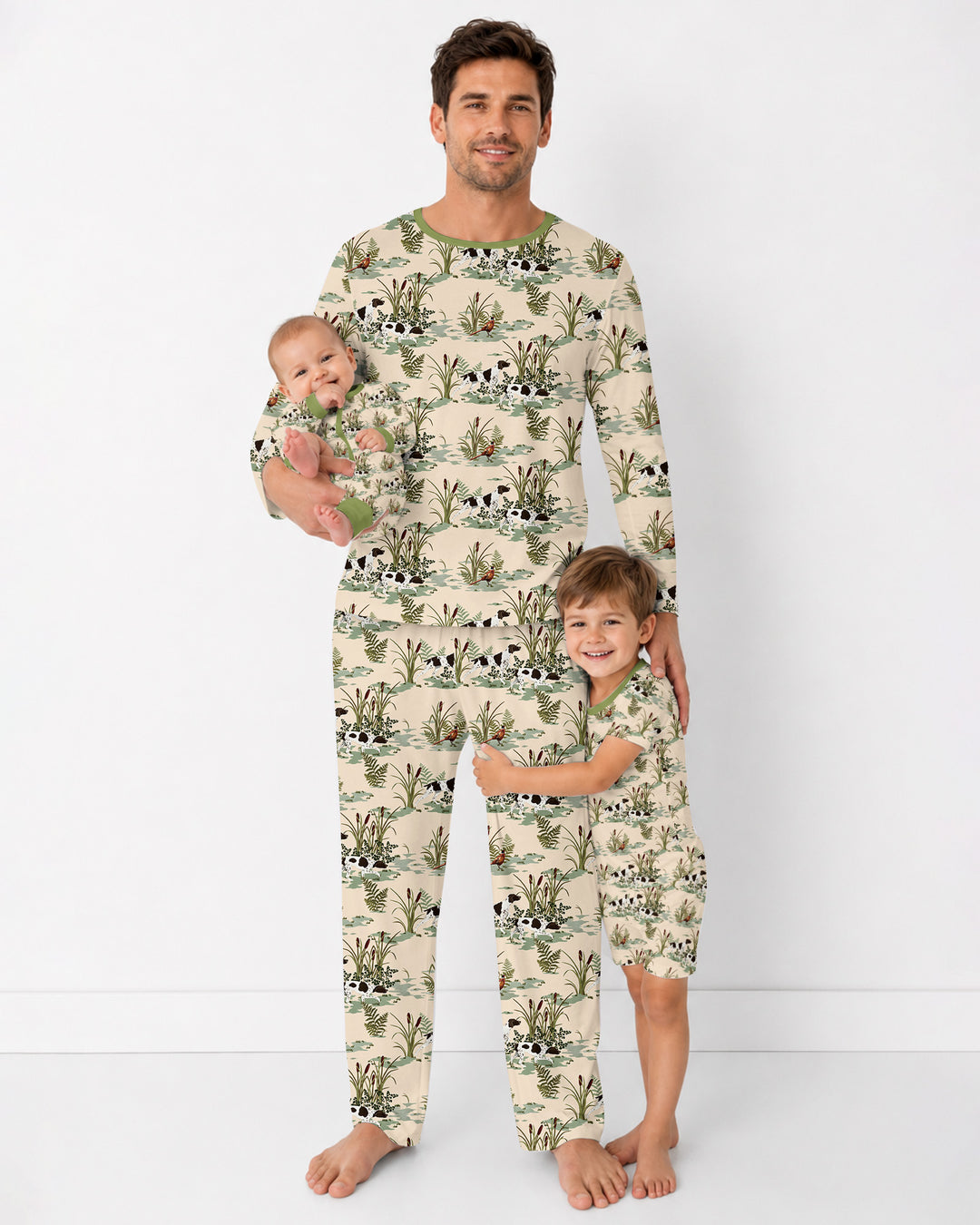 Vintage Pheasant & Hunting Dog Field Family Matching Bamboo Men's Pajama Set