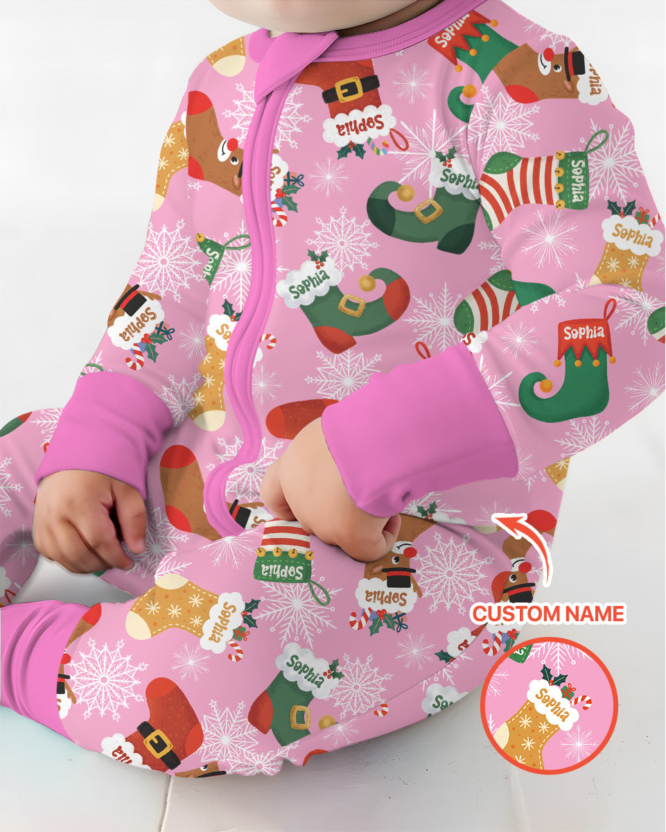 Personalize Christmas Crew Family Matching  Bamboo Convertible Zippy