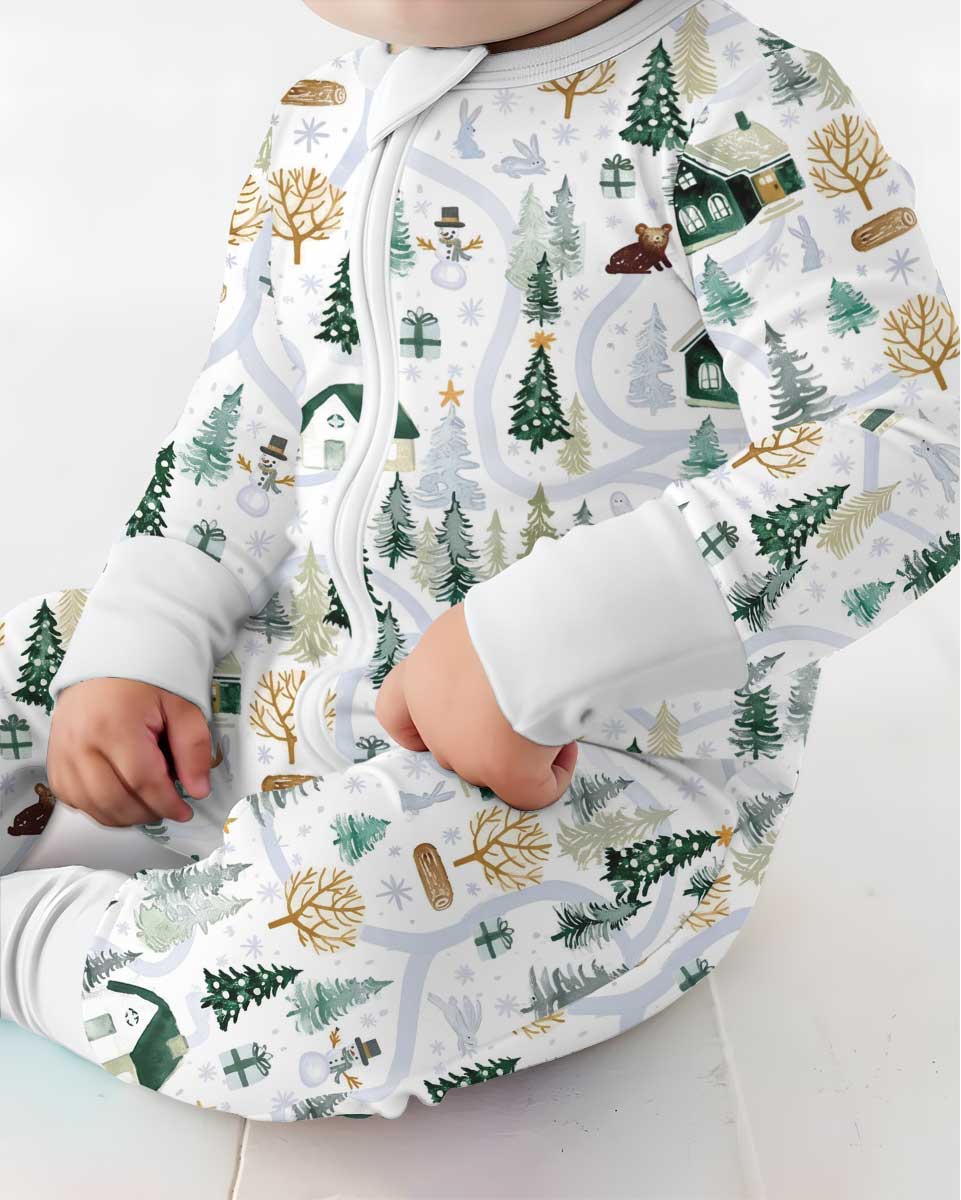 Winter Woodland Village Bamboo Convertible Zippy
