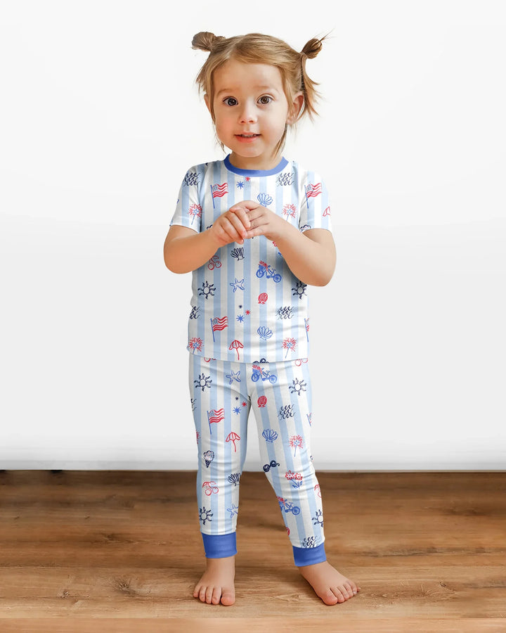 Zweiteiliges, kurzärmliges Pyjama-Set mit Marienkäfern