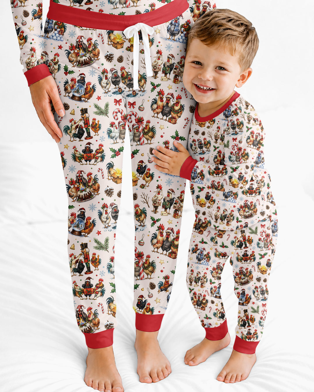 Funny Roosters On Christmas Bamboo Women Pajama Set