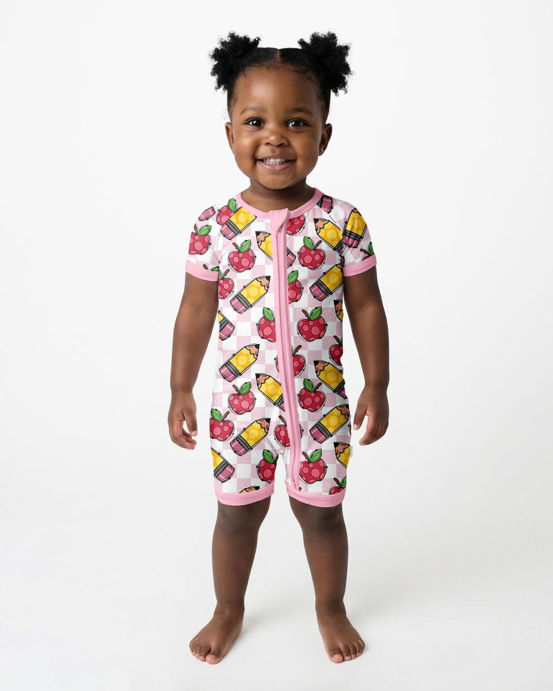 Checkered Apple Scribbles Bamboo Shorty Zippy