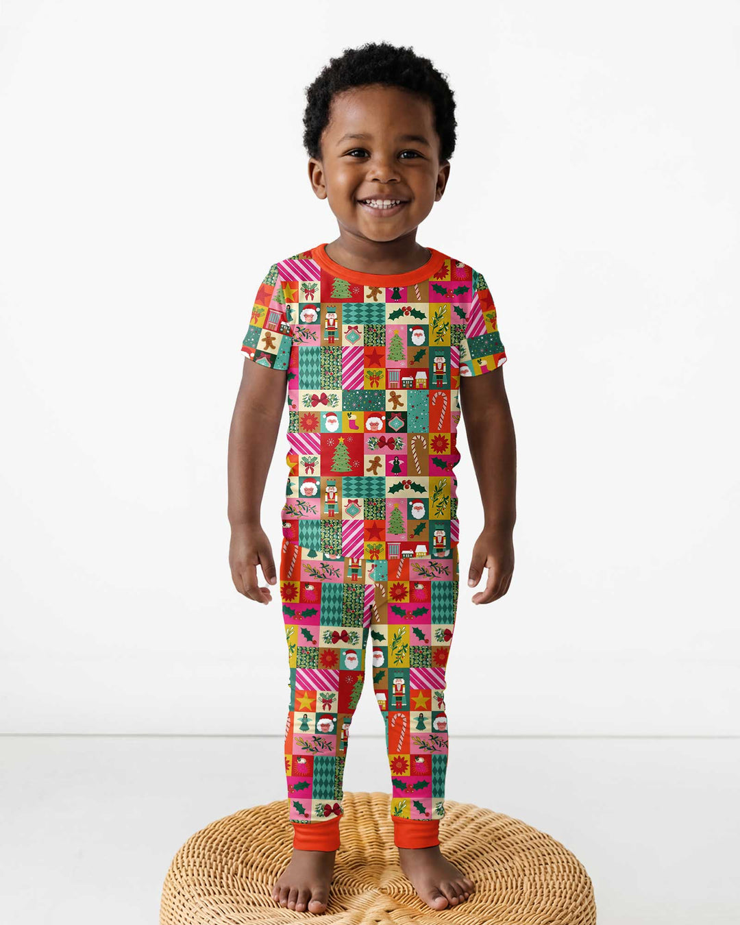 Maximalist Christmas Collage Bamboo Two Piece Short Sleeve Pajama Set