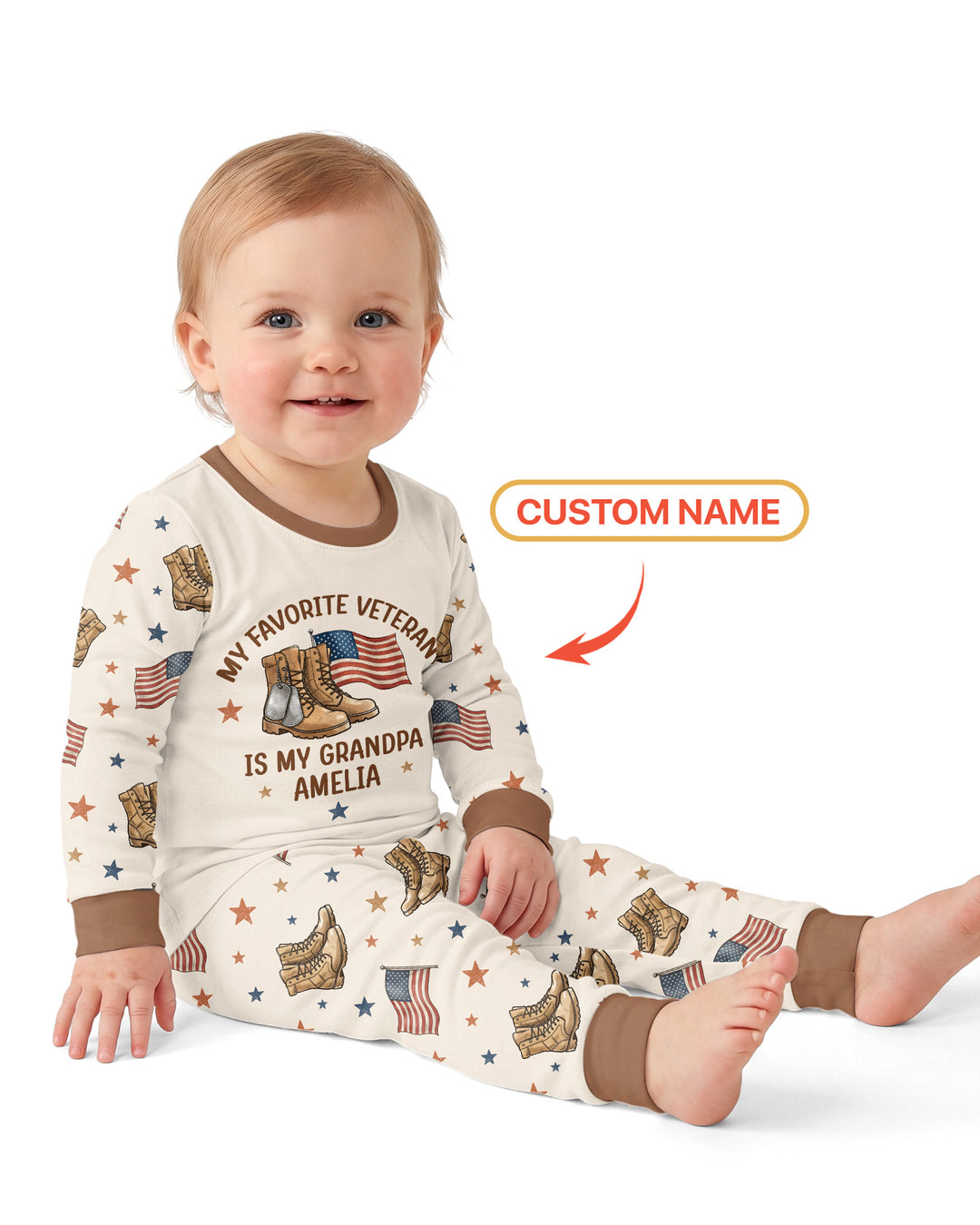 My Favorite Veteran Is My Grandpa Bamboo Two Piece Long Sleeve Pajama Set