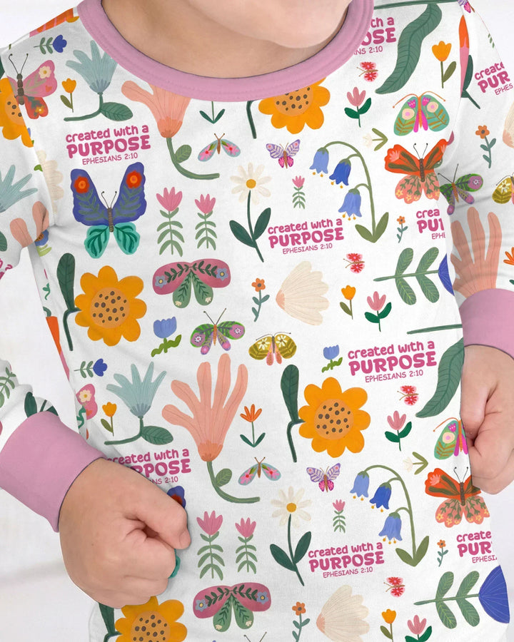 Zweiteiliges Langarm-Pyjama-Set mit Sommerfrüchten