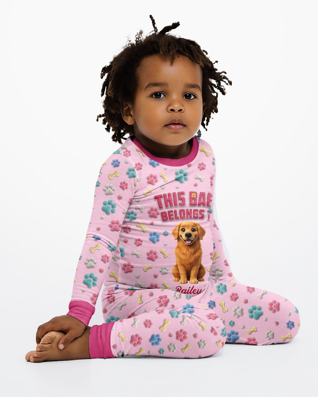 Baby Belongs To Cutie Dog Bamboo Two Piece Long Sleeve Pajama Set