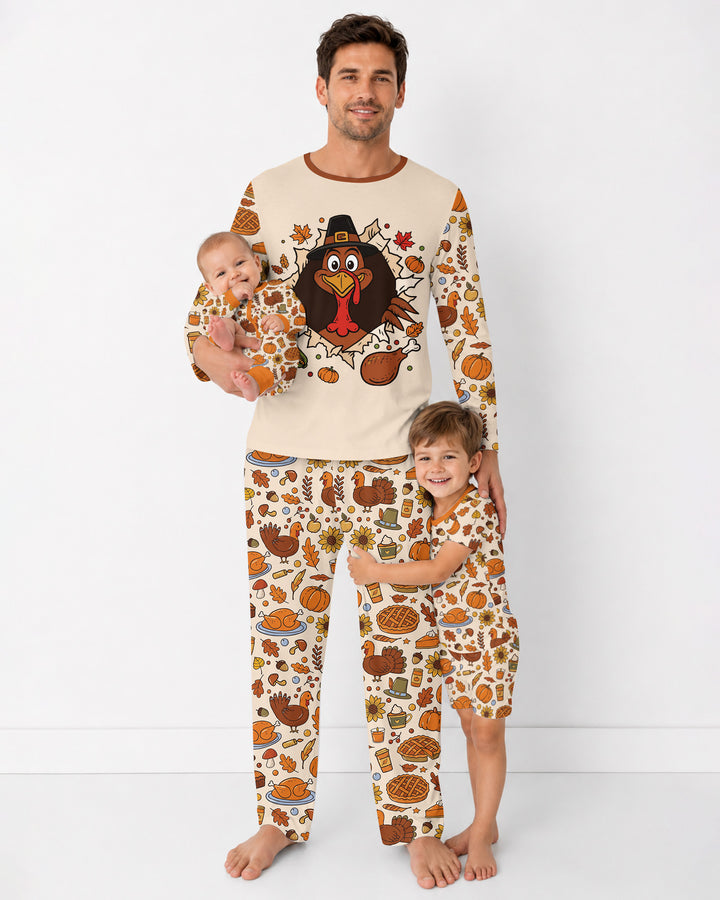 Funny Turkey on Thanksgiving Bamboo Men's Pajama Set