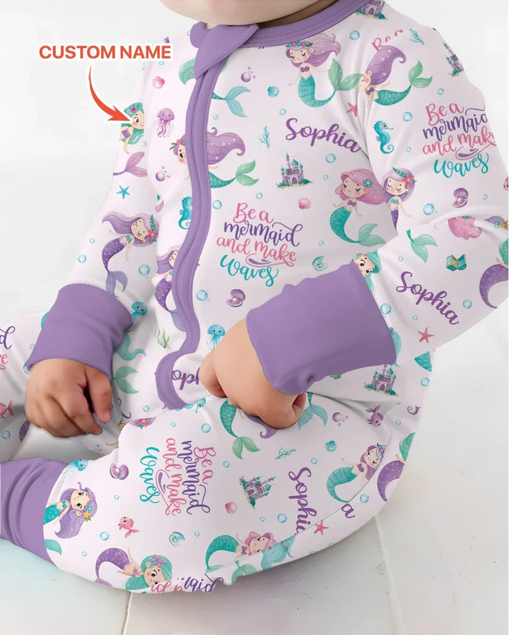 Custom Name Mermaid Make Waves Bamboo Convertible Zippy