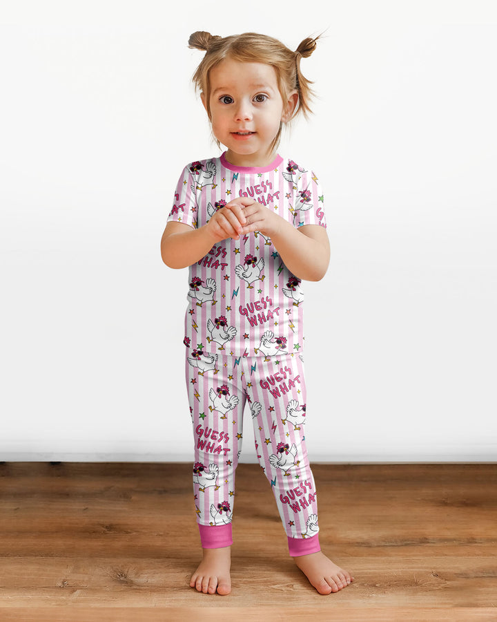Guess What? Chicken Butt! Bamboo Two Piece Short Sleeve Pajama Set