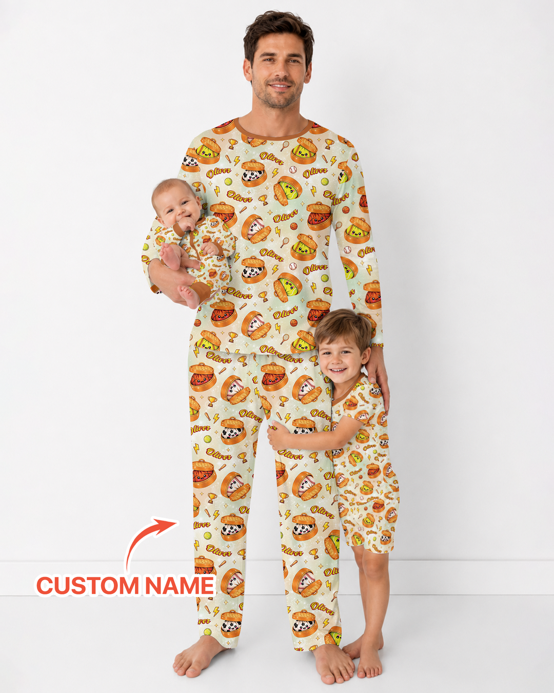 Custom Name Sports Dumpling Bamboo Men's Pajama Set