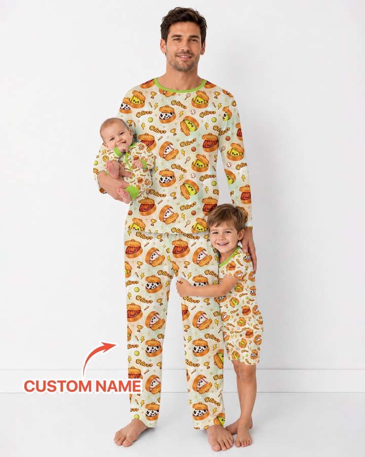 Custom Name Sports Dumpling Bamboo Men's Pajama Set