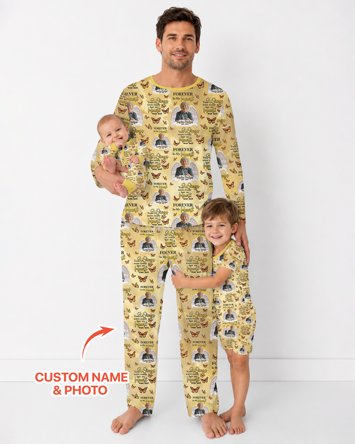 Custom Photo Forever In My Heart Family Matching Bamboo Men Pajama Set