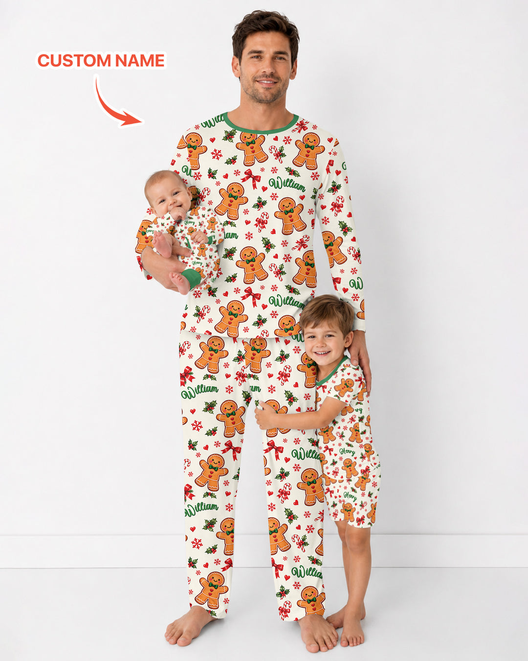 Custom Name Gingerbread Bamboo Men's Pajama Set