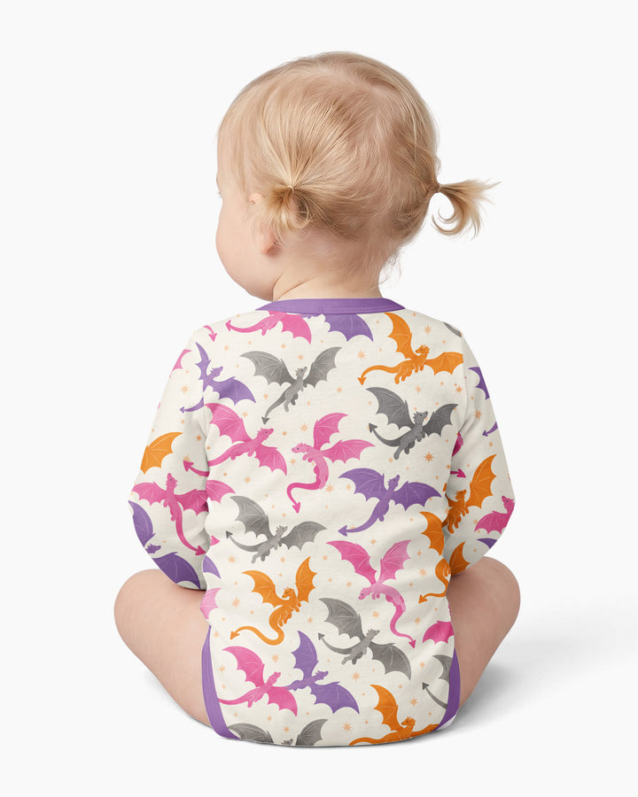 Custom Name Dragon Reading Buddy Bamboo Bodysuit