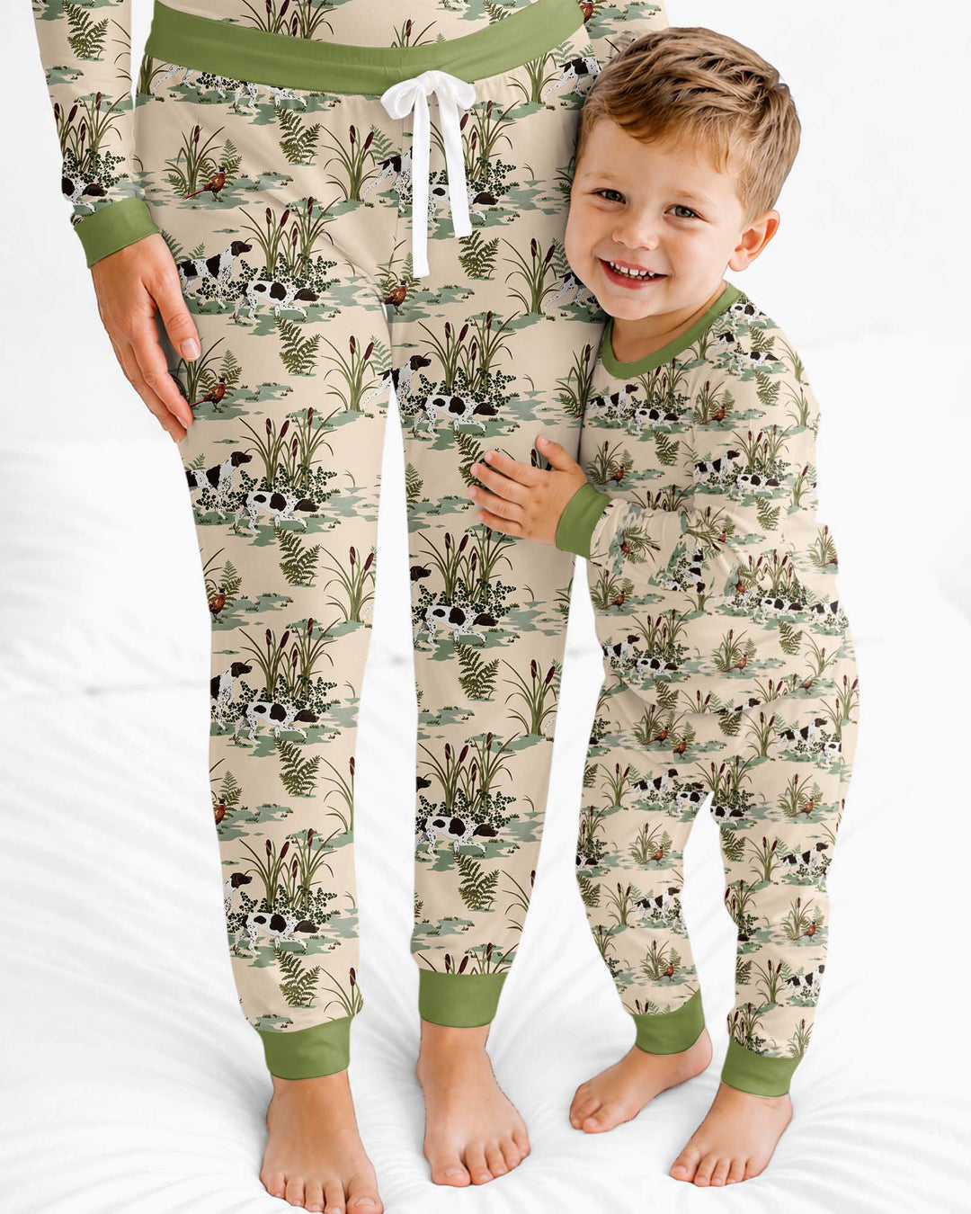 Vintage Pheasant & Hunting Dog Field Family Matching Bamboo Women Pajama Set