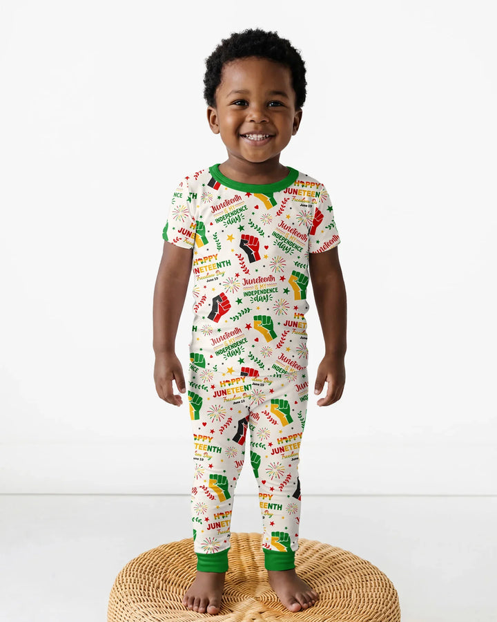 Happy Juneteenth Freedom Day Bamboo Two Piece Short Sleeve Pajama Set