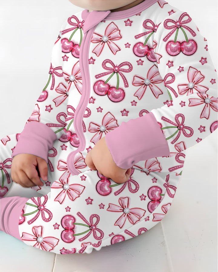 Pink Glitter Cherry Bows Bamboo Convertible Zippy