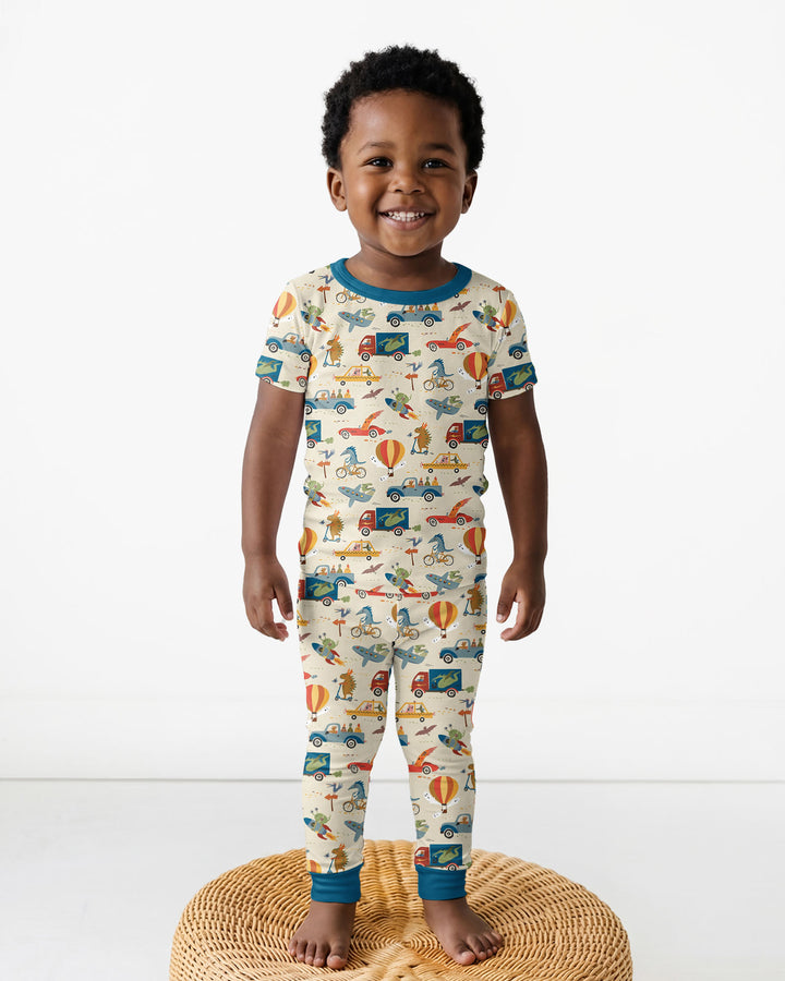 Monsters on the Move Bamboo Two Piece Short Sleeve Pajama Set