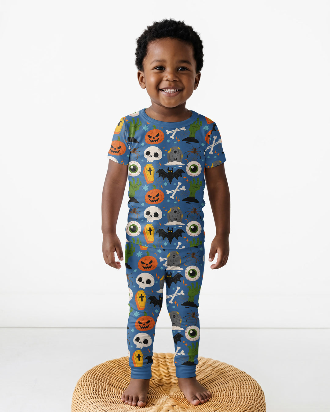 Little Monsters Bamboo Two Piece Short Sleeve Pajama Set For Haloween