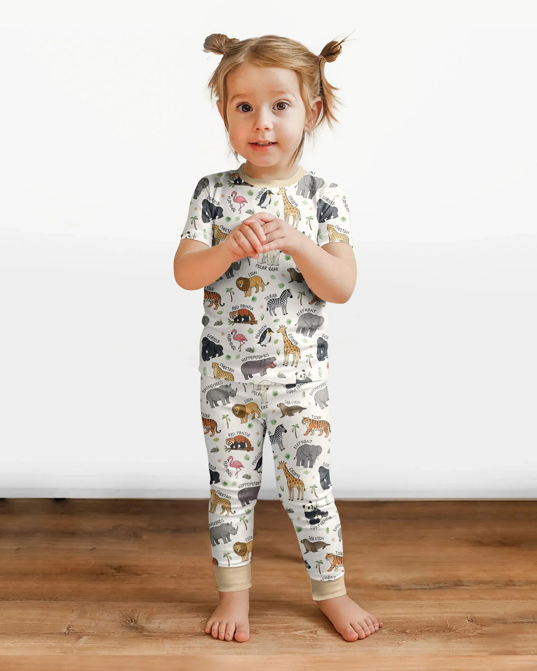 Safari Animals Bamboo Two Piece Short Sleeve Pajama Set