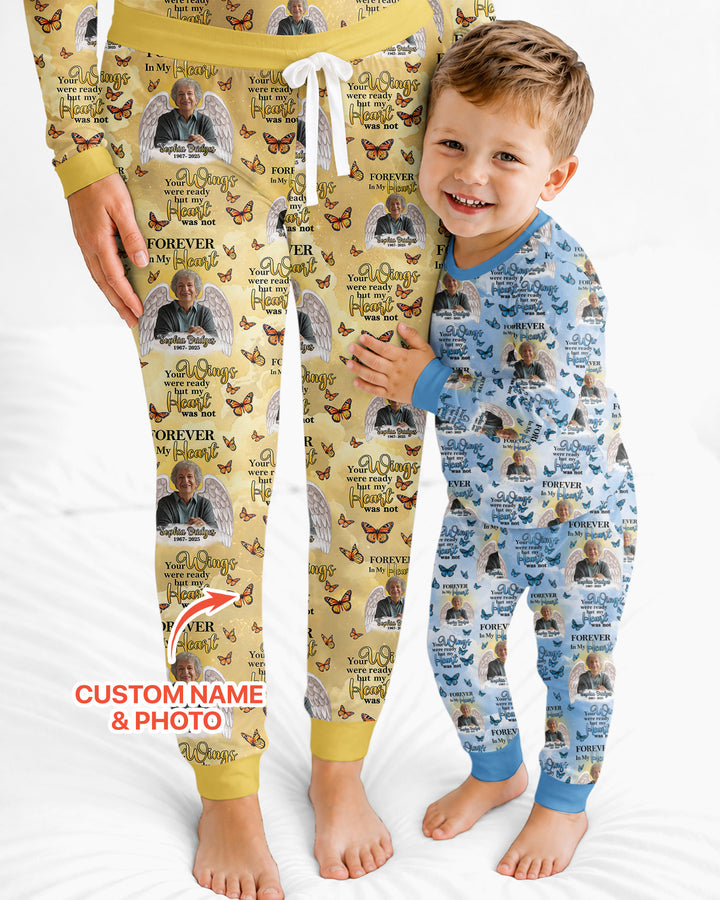 Custom Photo Forever In My Heart Family Matching Bamboo Women Pajama Set