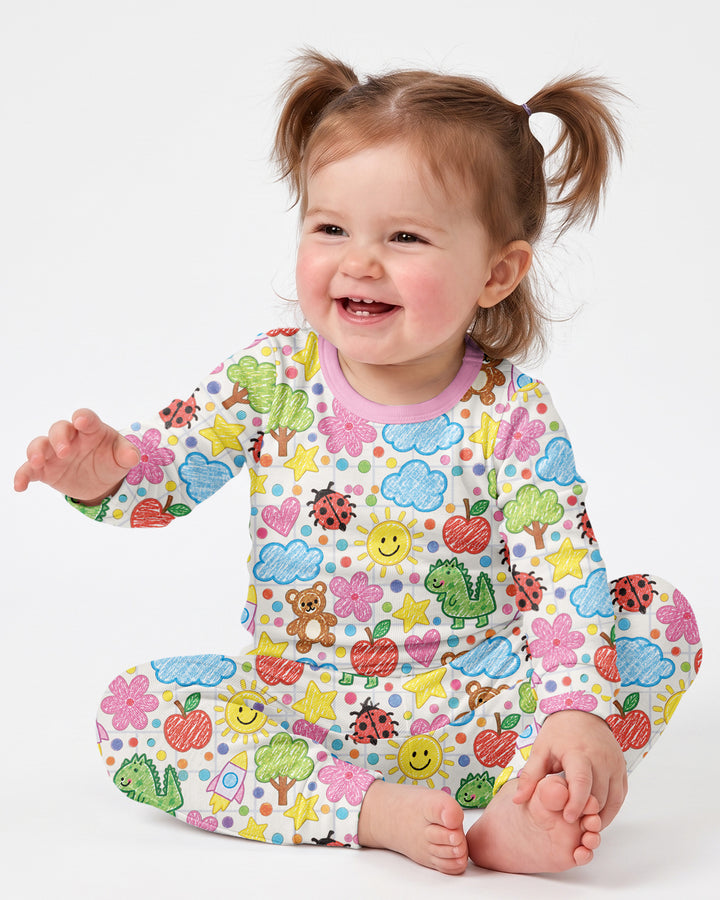 Baby Cute Draw Bamboo Two Piece Long Sleeve Pajama Set