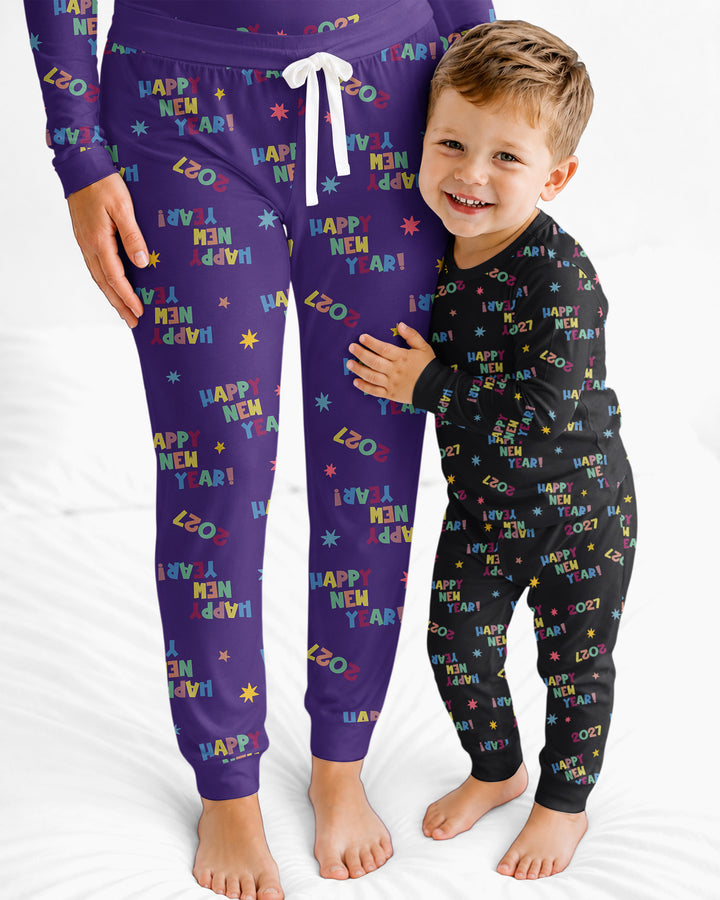 Retro Happy New Year 2027 Bamboo Women Pajama Set