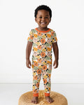 Floral Pumpkin Ghost Halloween Bamboo Two Piece Short Sleeve Pajama Set