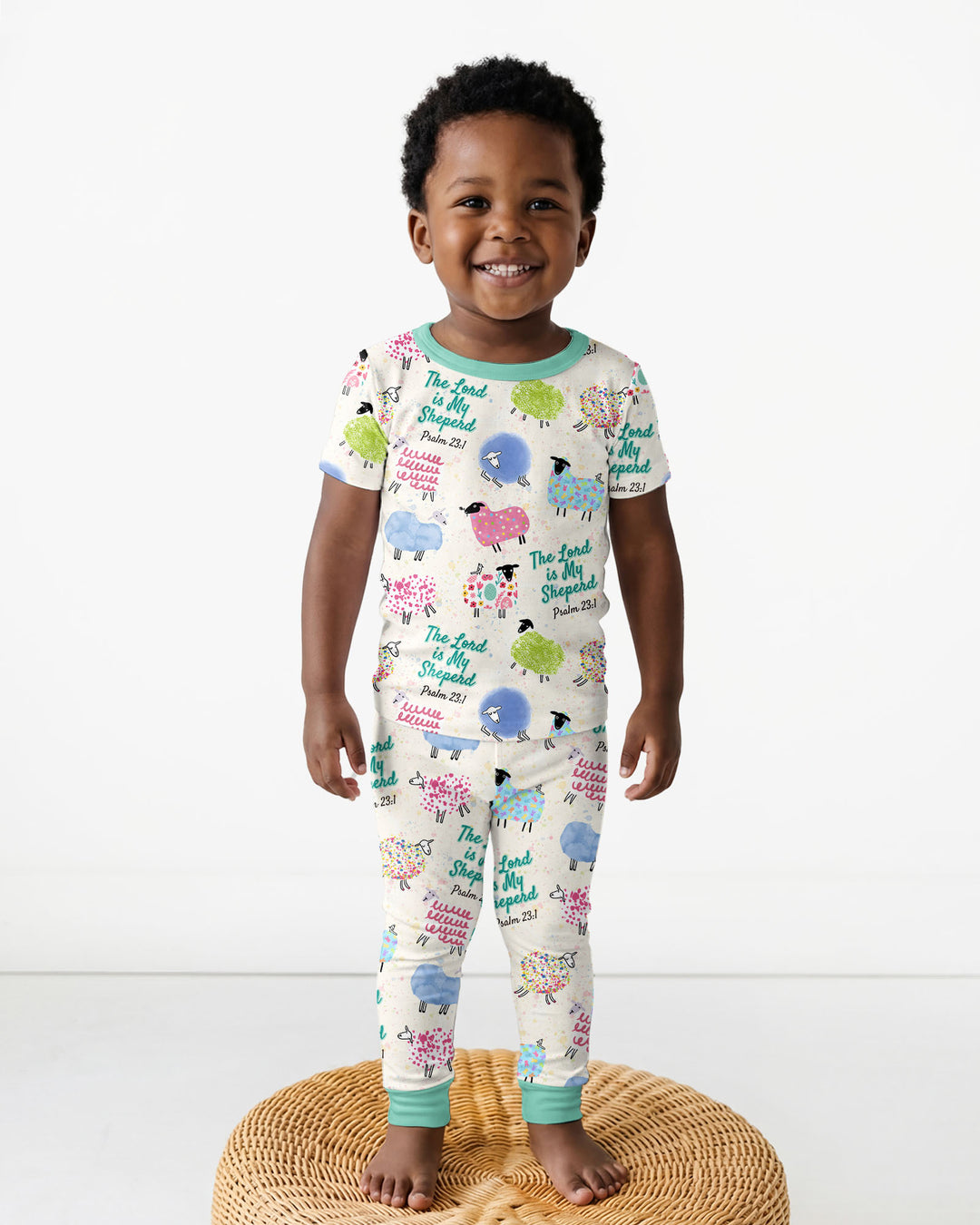 The Lord Is My Shepherd Psalm 23 Bamboo Two Piece Short Sleeve Pajama Set